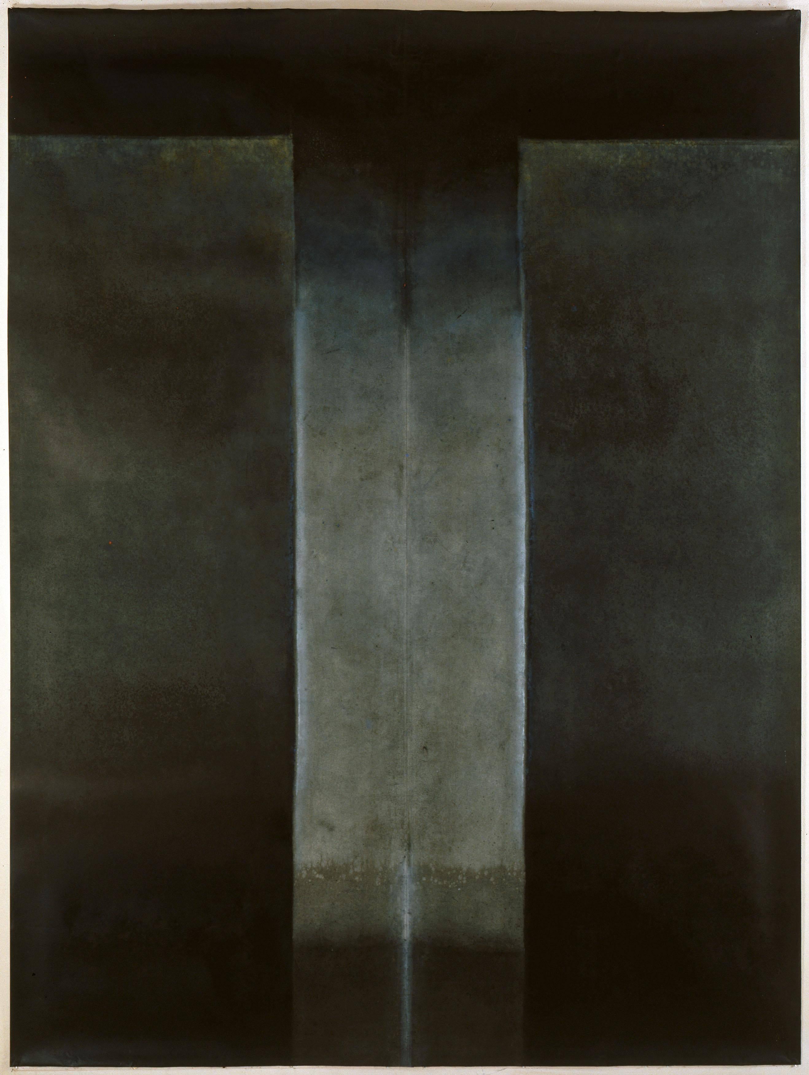 Untitled XXXIX by Ferle - Large abstract painting, grey and black, dark tones