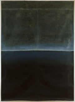 Untitled XXXVII by Ferle - Grande peinture abstraite, noir et gris, tons sombres