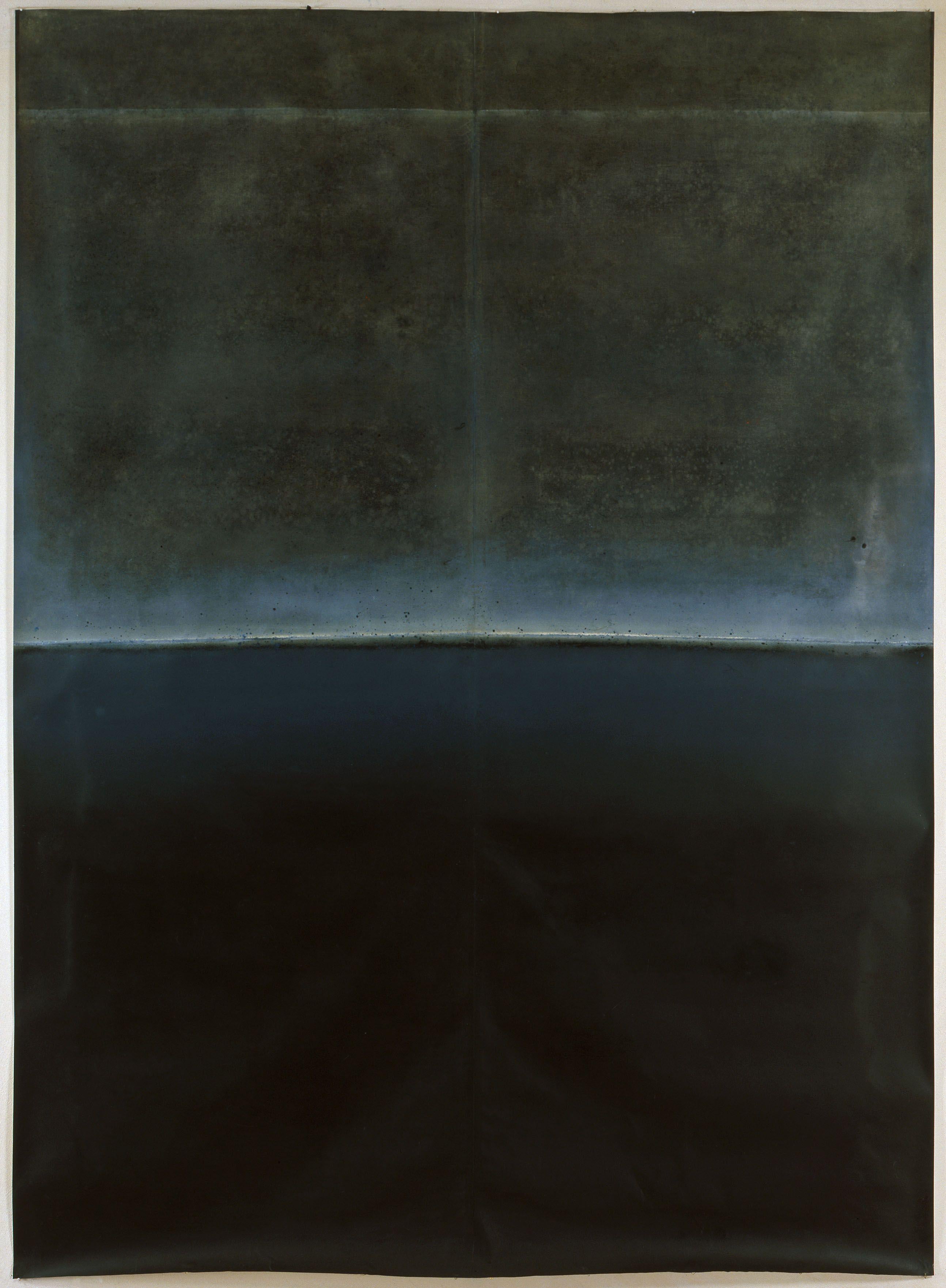 Untitled XXXVII by Ferle - Large abstract painting, black and grey, dark tones