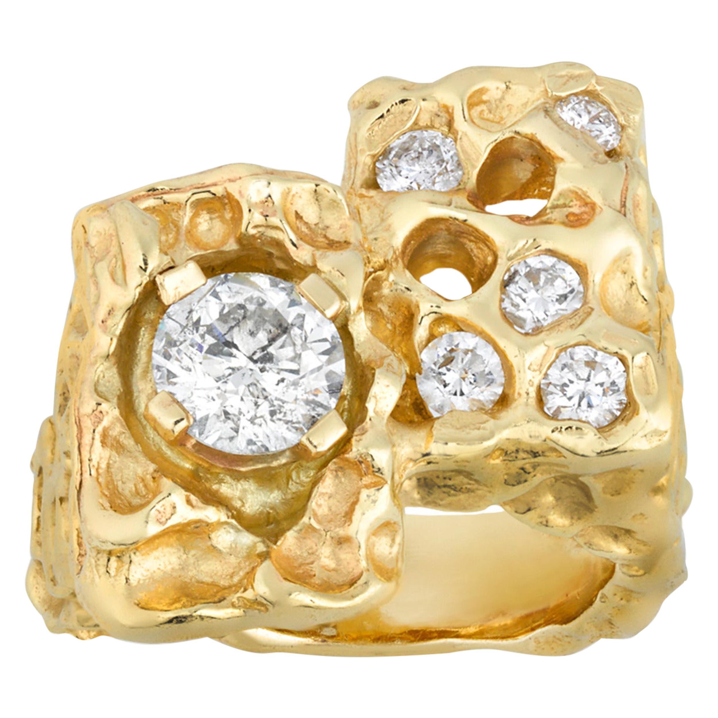 Elvis' Gold and Diamond Nugget Ring