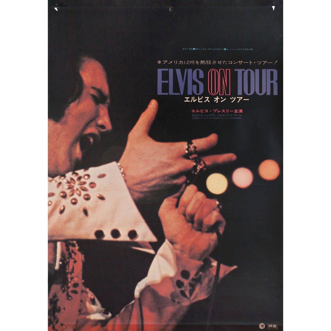 Original 1972 Japanese B2 poster for the documentary film Elvis on Tour directed by Robert Abel / Pierre Adidge with Elvis Presley / Bill Baize / Estell Brown / James Burton. Very good condition, folded with pinholes in corners. Many original