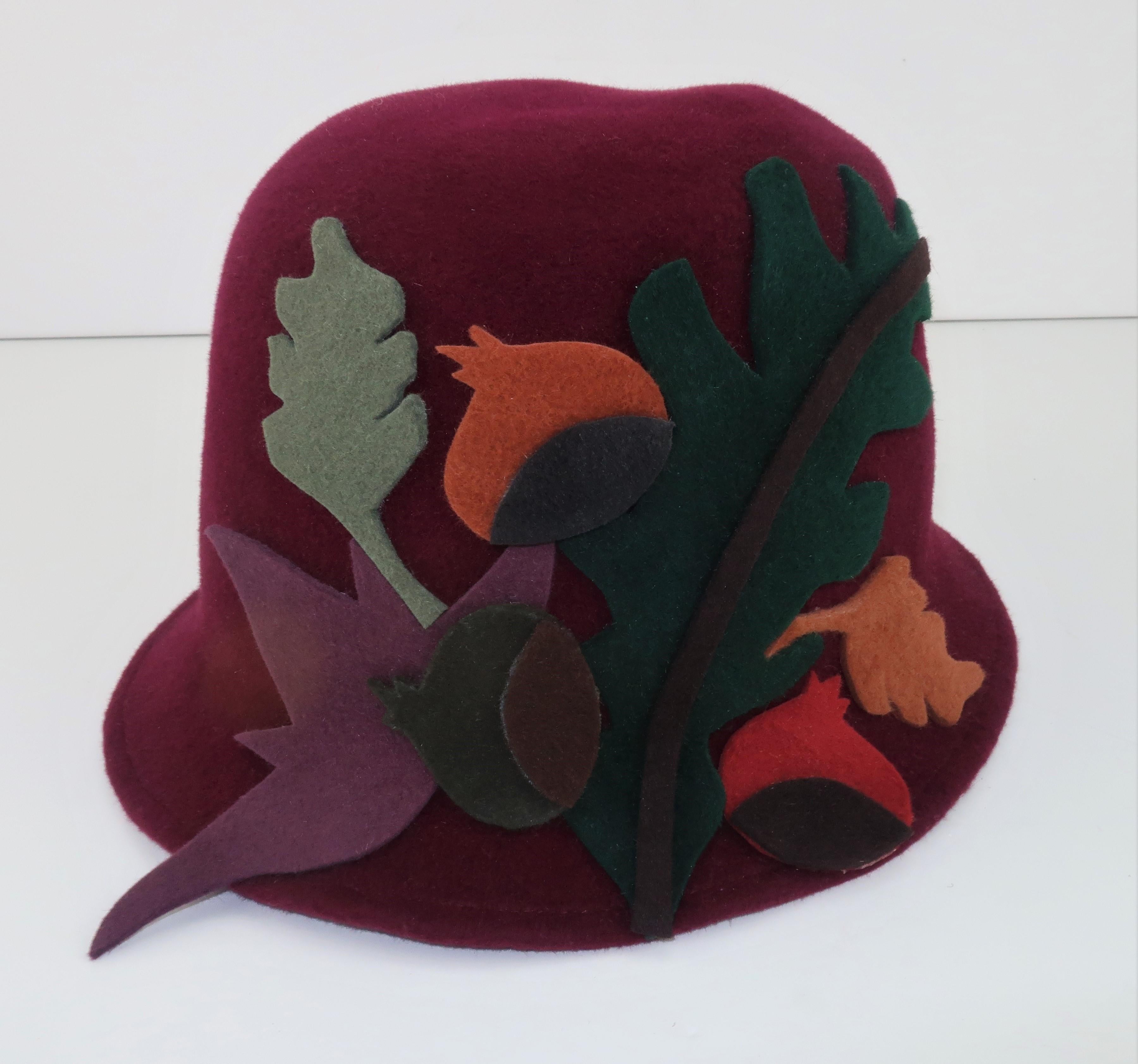 Black Elvis Pompilio Autumnal Wool Felt Bucket Hat, 1990's