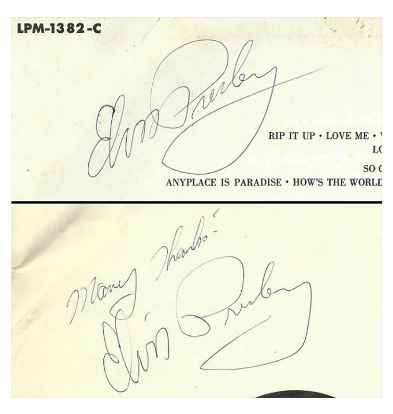 signed elvis record