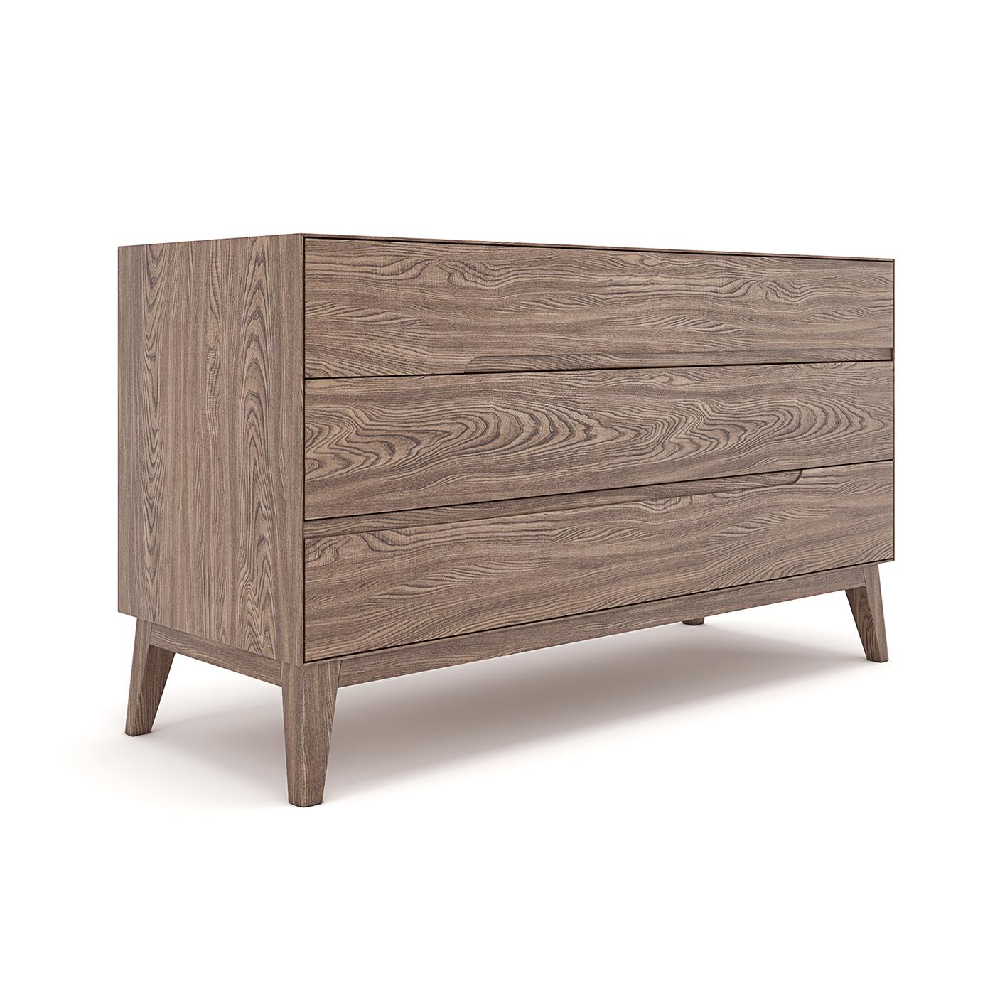 Showcasing a modern silhouette evocative of simplistic and stylish Scandinavian designs, this dresser is the perfect addition to an uncomplicated interior. Crafted of American black walnut in the Italian cabinet-making tradition, the sleek, linear