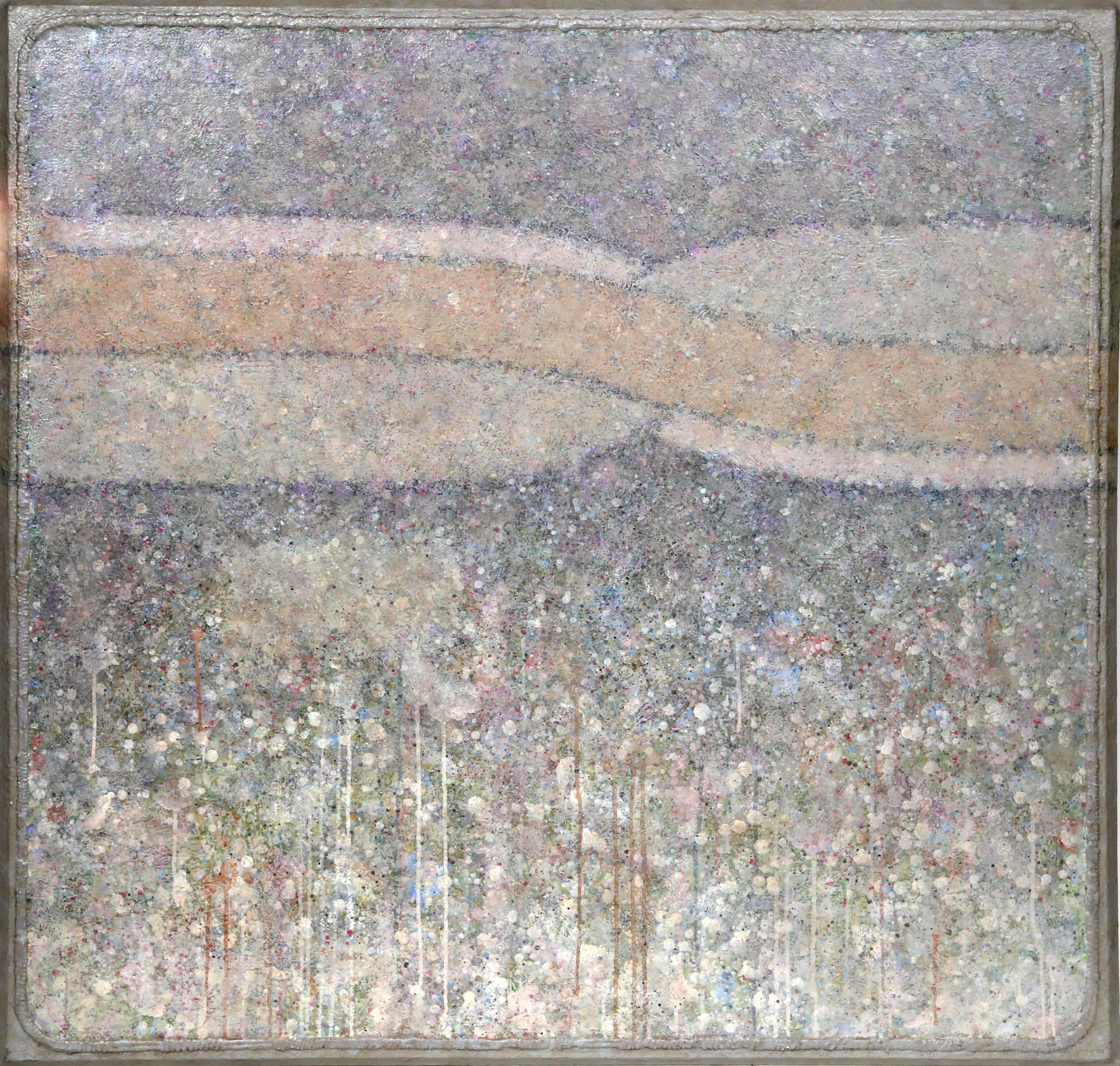 Artista: Elwood Howell, americano (1933 - )
Titolo: Benders Fog Fold Sweep
Anno: 1976
Medium: Acrilico su tela, firmato a sinistra.
Dimensioni: 50 x 50 pollici (127 x 127 cm)