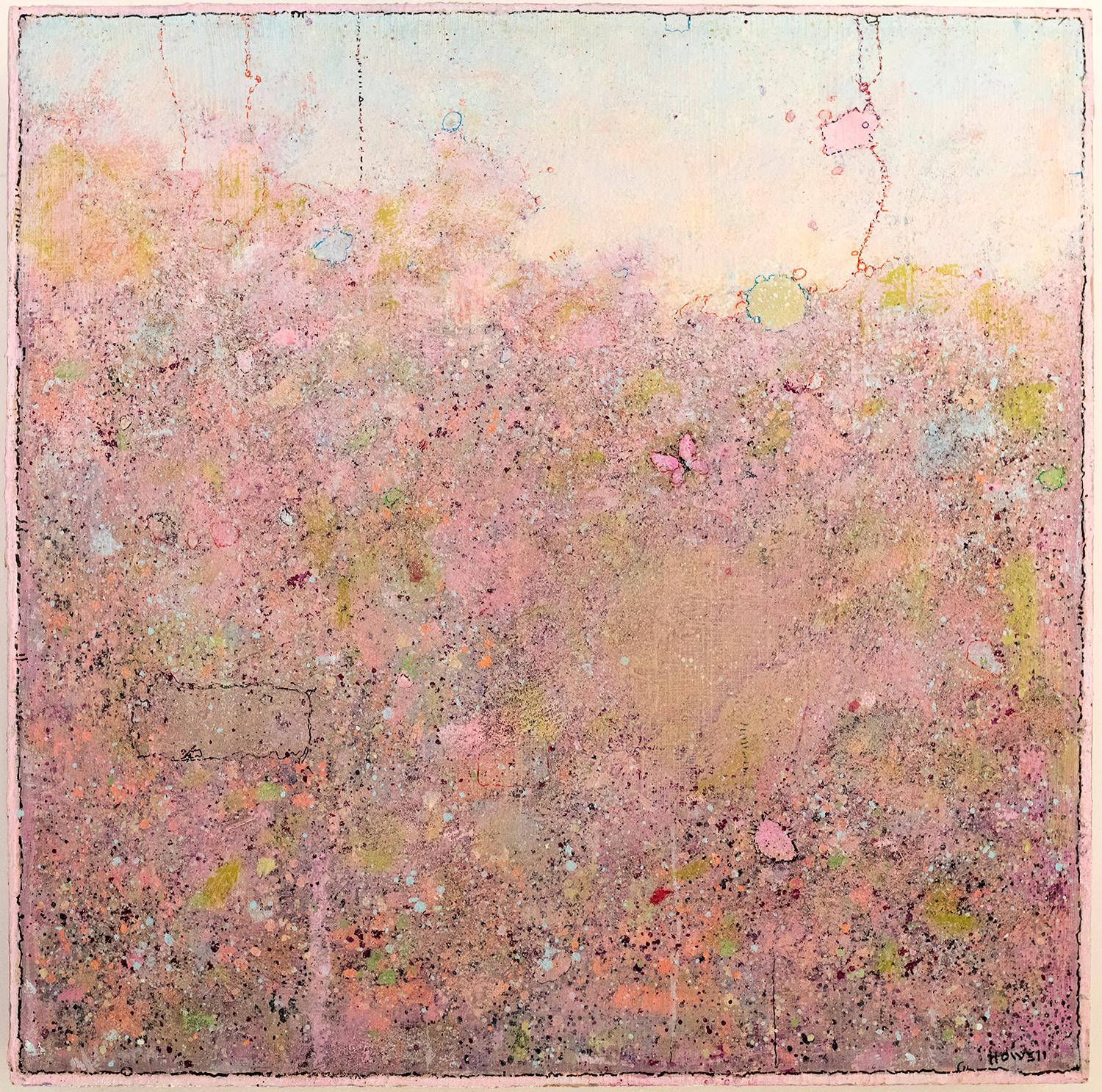 Elwood Howell Landscape Painting - 'Pink Butterfly', Minimalist Abstract Contemporary Landscape Acrylic Painting