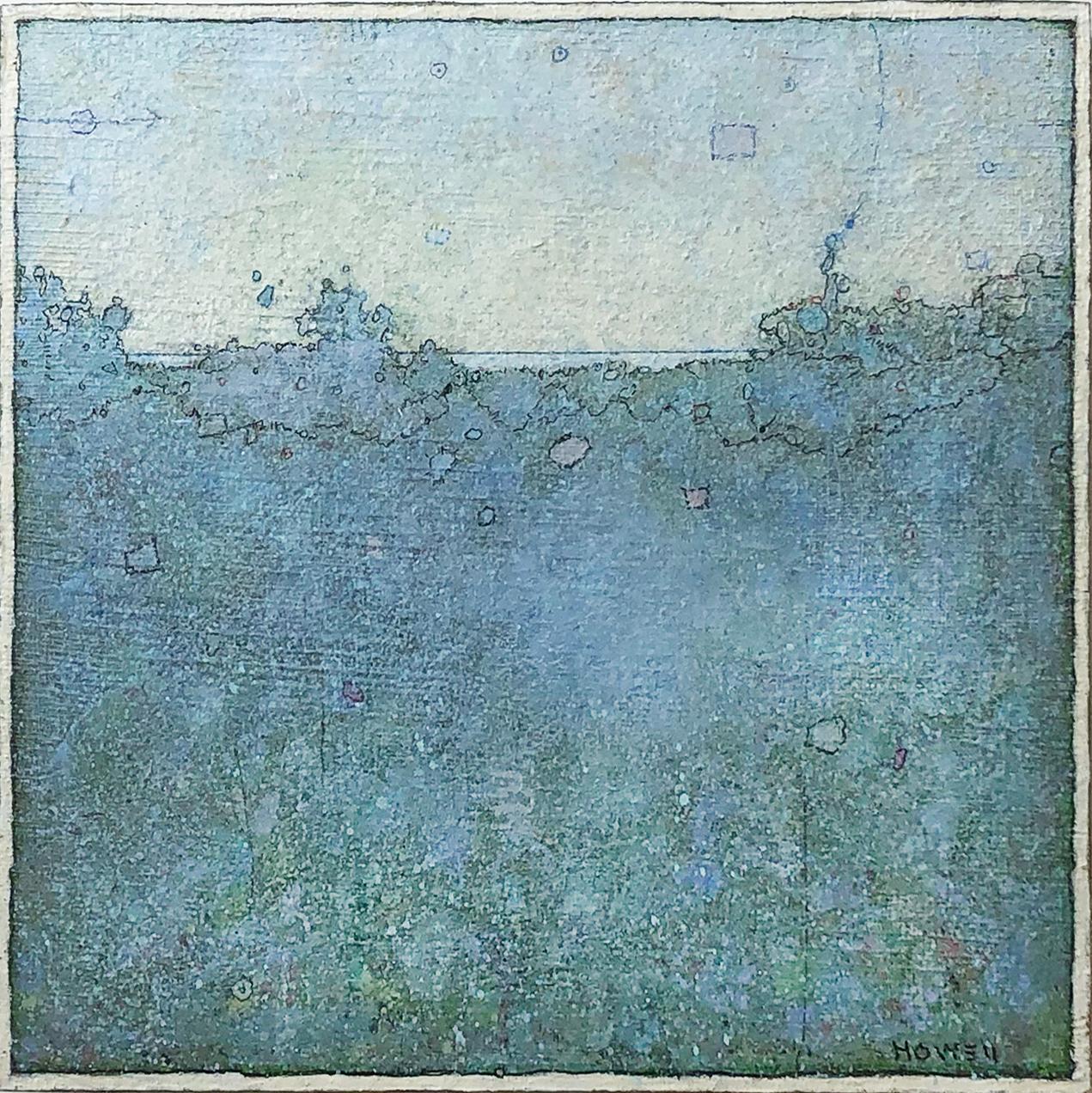 Elwood Howell Landscape Painting - 'Sky Patch' transitional acrylic dusty blue landscape/seascape small painting