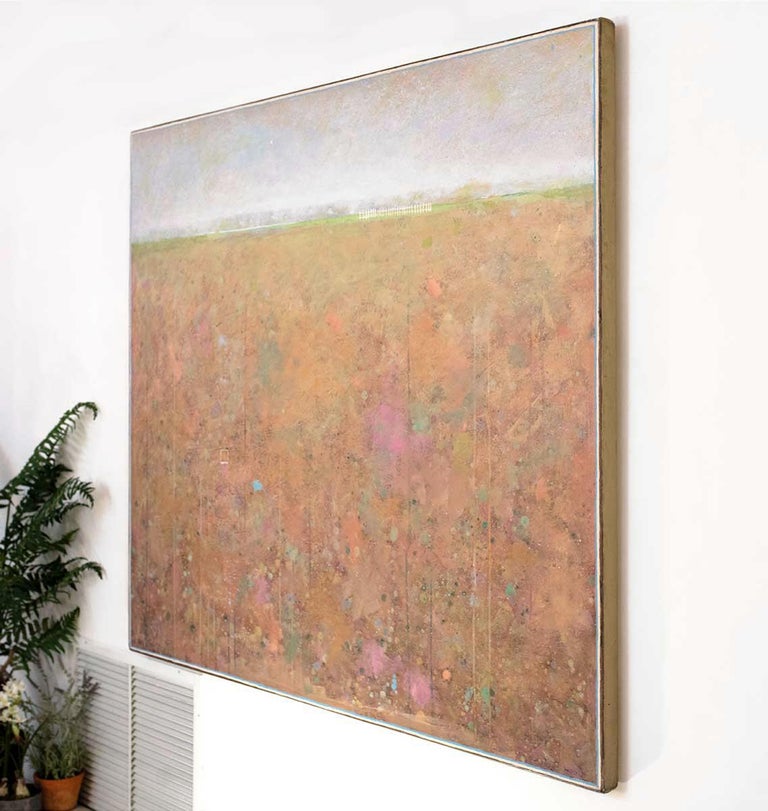 'Village Green', Minimalist Abstract Contemporary Landscape Acrylic Painting For Sale 1