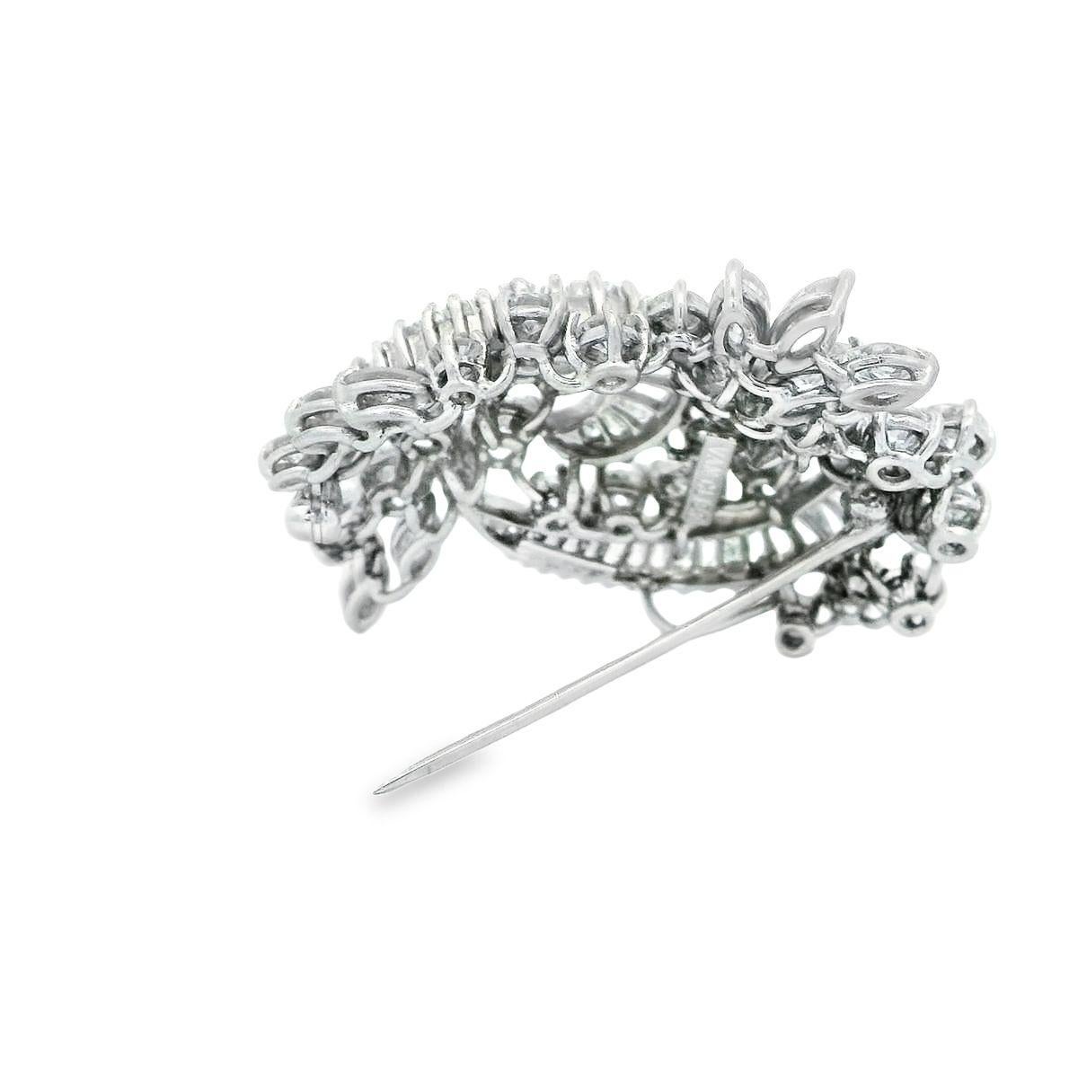 Women's Elwood Van Clief Diamond Platinum Brooch Pin For Sale