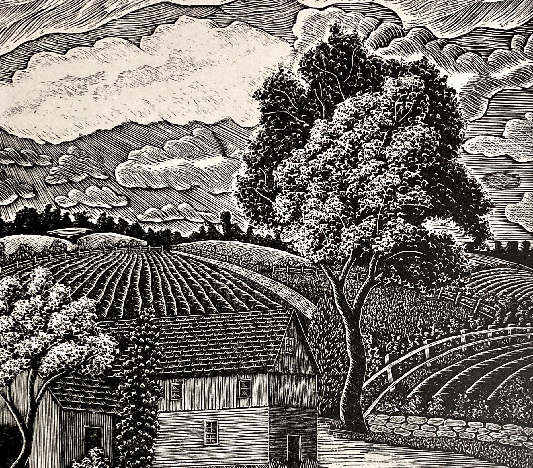 Elwod W. Bartlett, Turtle Creek (Wisconsin), um 1945, Mitte des Jahrhunderts, Holz-Eng. (Amerikanische Moderne), Print, von Elwood Warren Bartlett