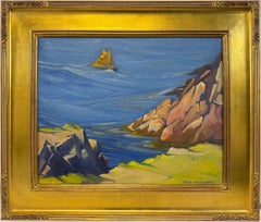 „The Orange Sail“ (1934) von Elwyn George Gowen – Ogunquit, Maine: Segelboot-Meereslandschaft