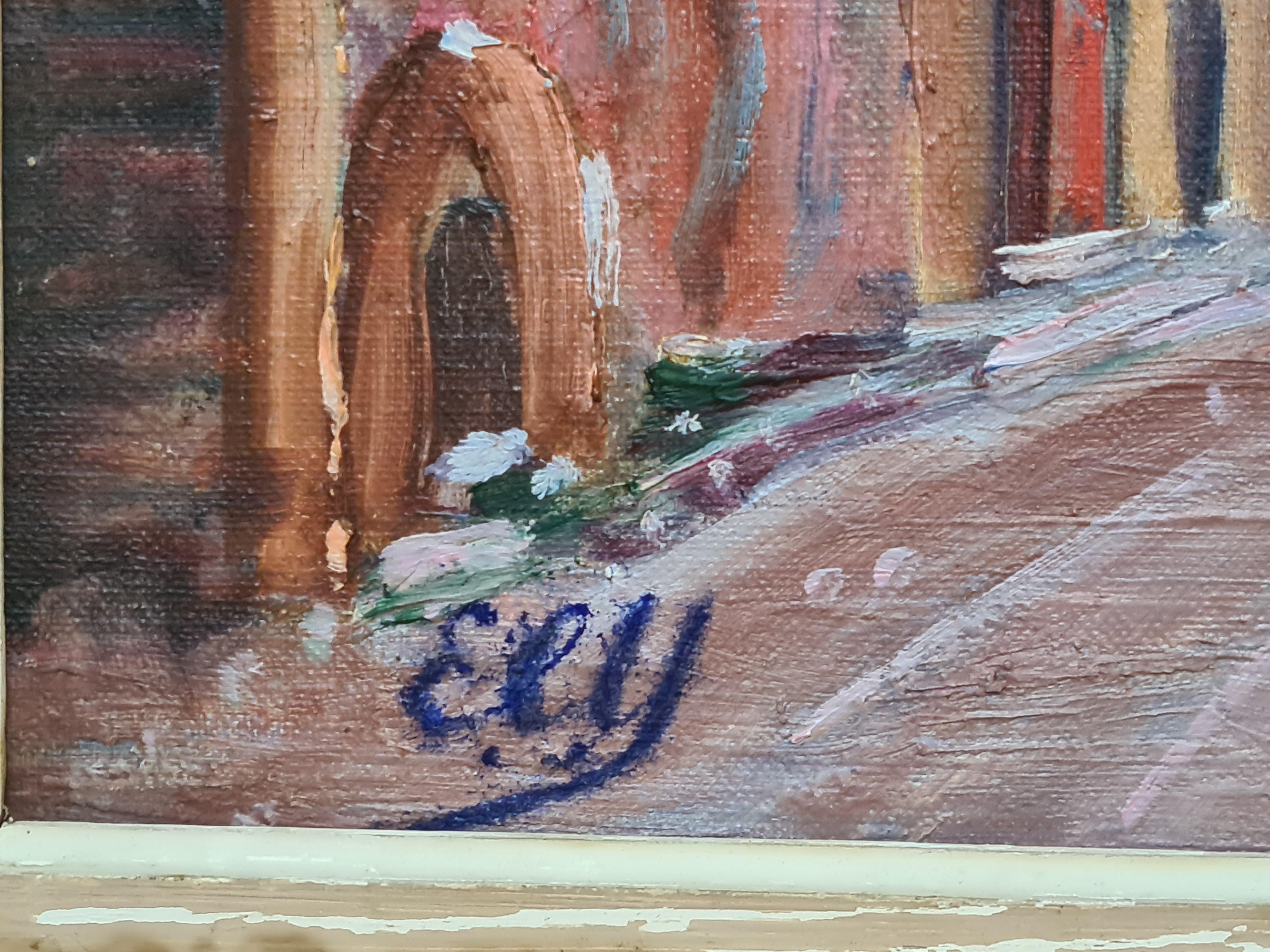 Collioure, eine mediterrane Straßenszene und die Church of Notre Dame des Anges (Expressionismus), Painting, von E.L.Y.