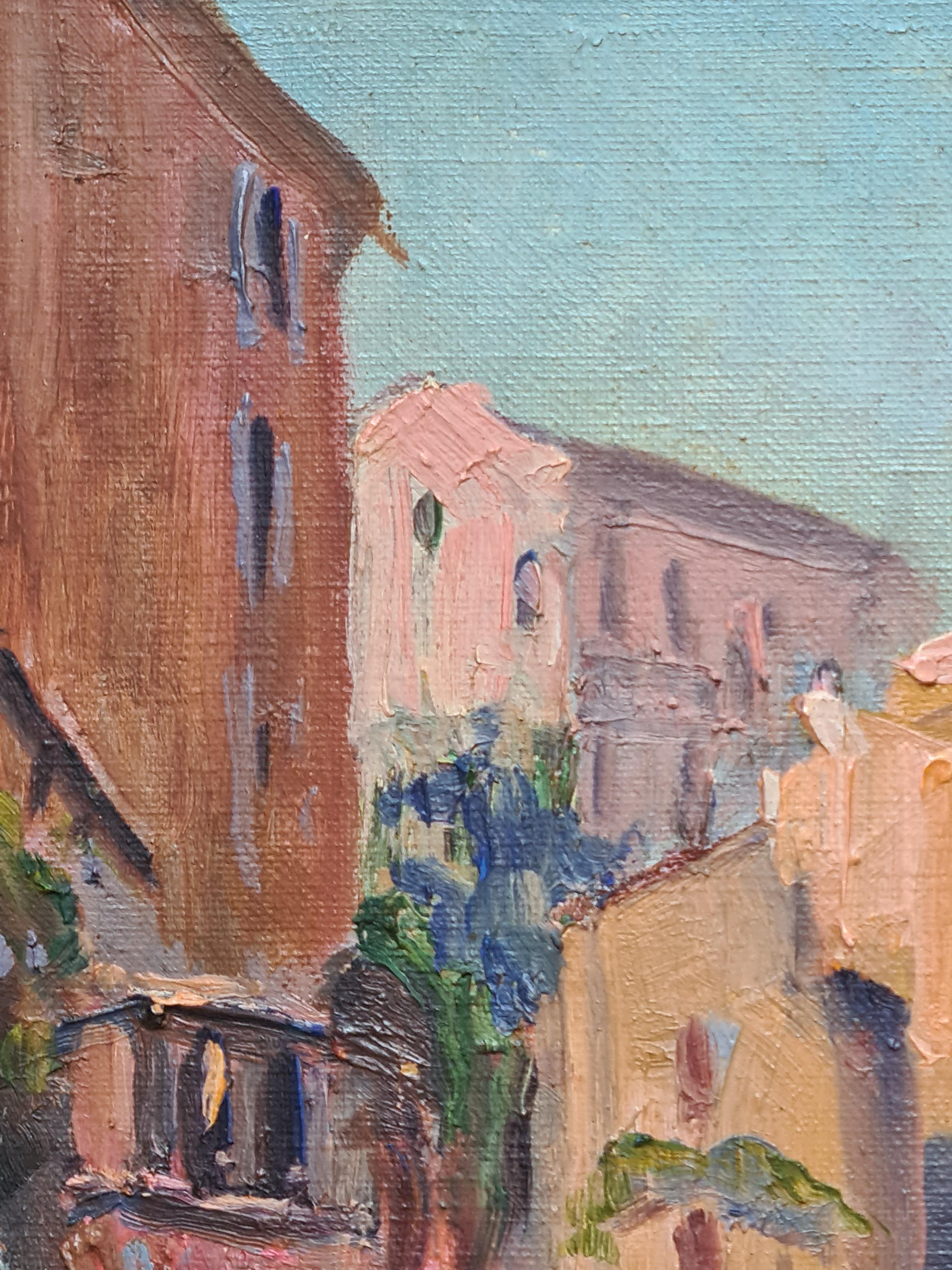 Collioure, eine mediterrane Straßenszene und die Church of Notre Dame des Anges im Angebot 1
