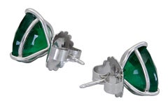 Ely Adams, Heart Shape Emerald Stud Earrings