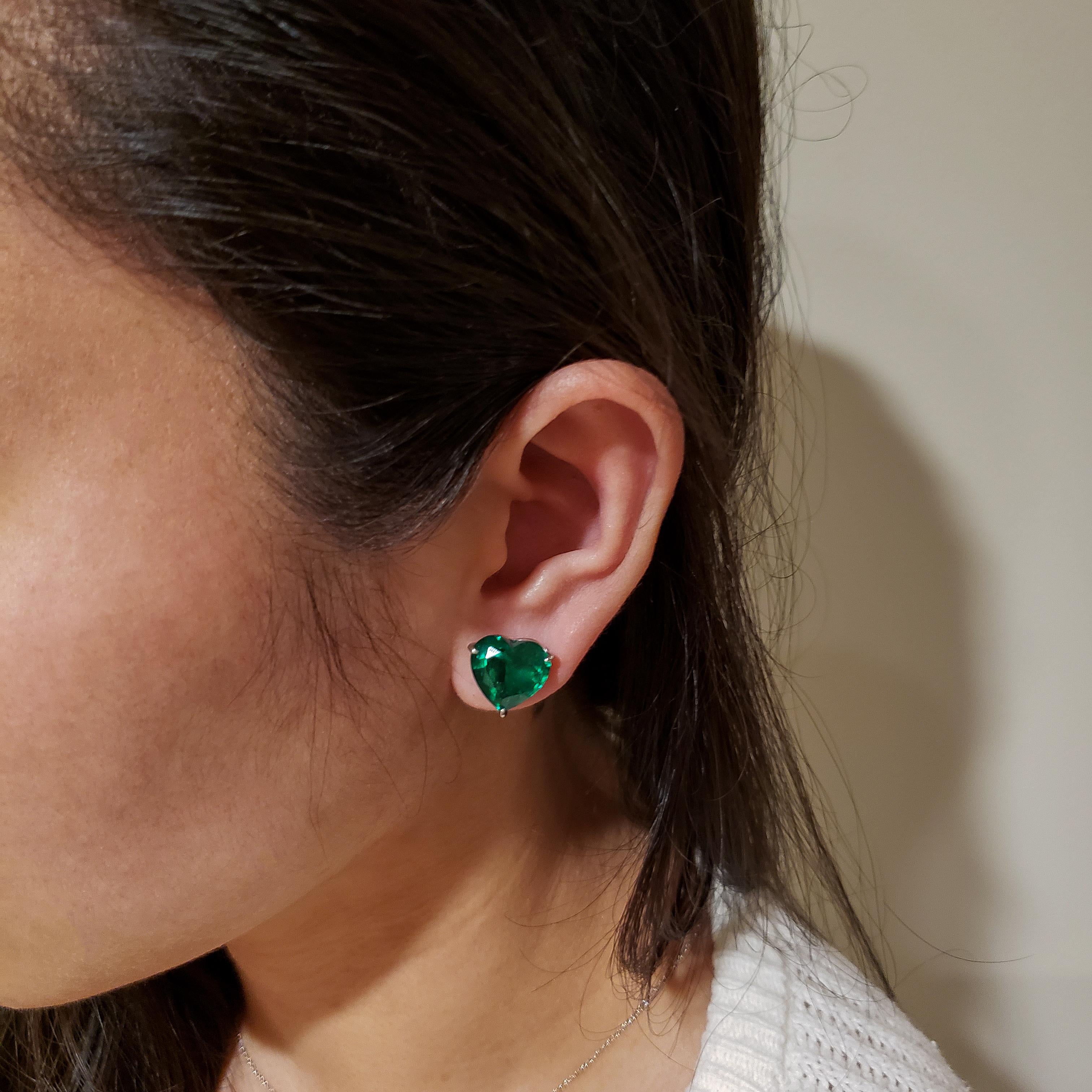 heart shaped emerald earrings