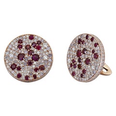Ely Adams, Ruby, Pink and White Diamond Circle Cufflinks
