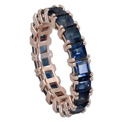Ely Adams, Square Cut Blue Sapphire Eternity Wedding Band in Rose Gold