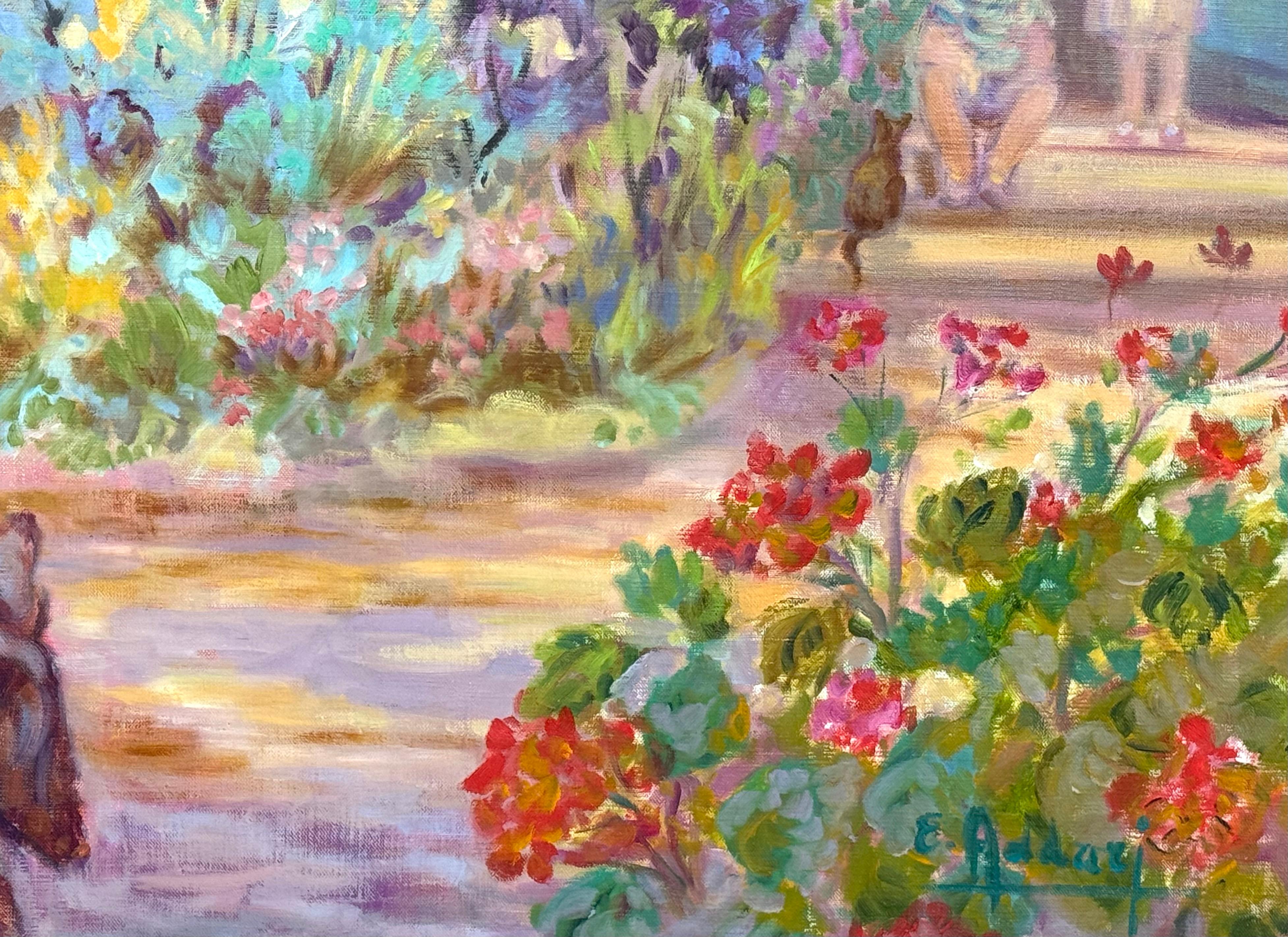 
Ecco per te un grande olio originale
su tela dell'artista francese Elyane Addari.  Firmato in basso a destra. Le condizioni sono eccellenti.  Circa 1980.  Il dipinto è custodito in un'imponente cornice dorata. Le misure complessive della cornice
