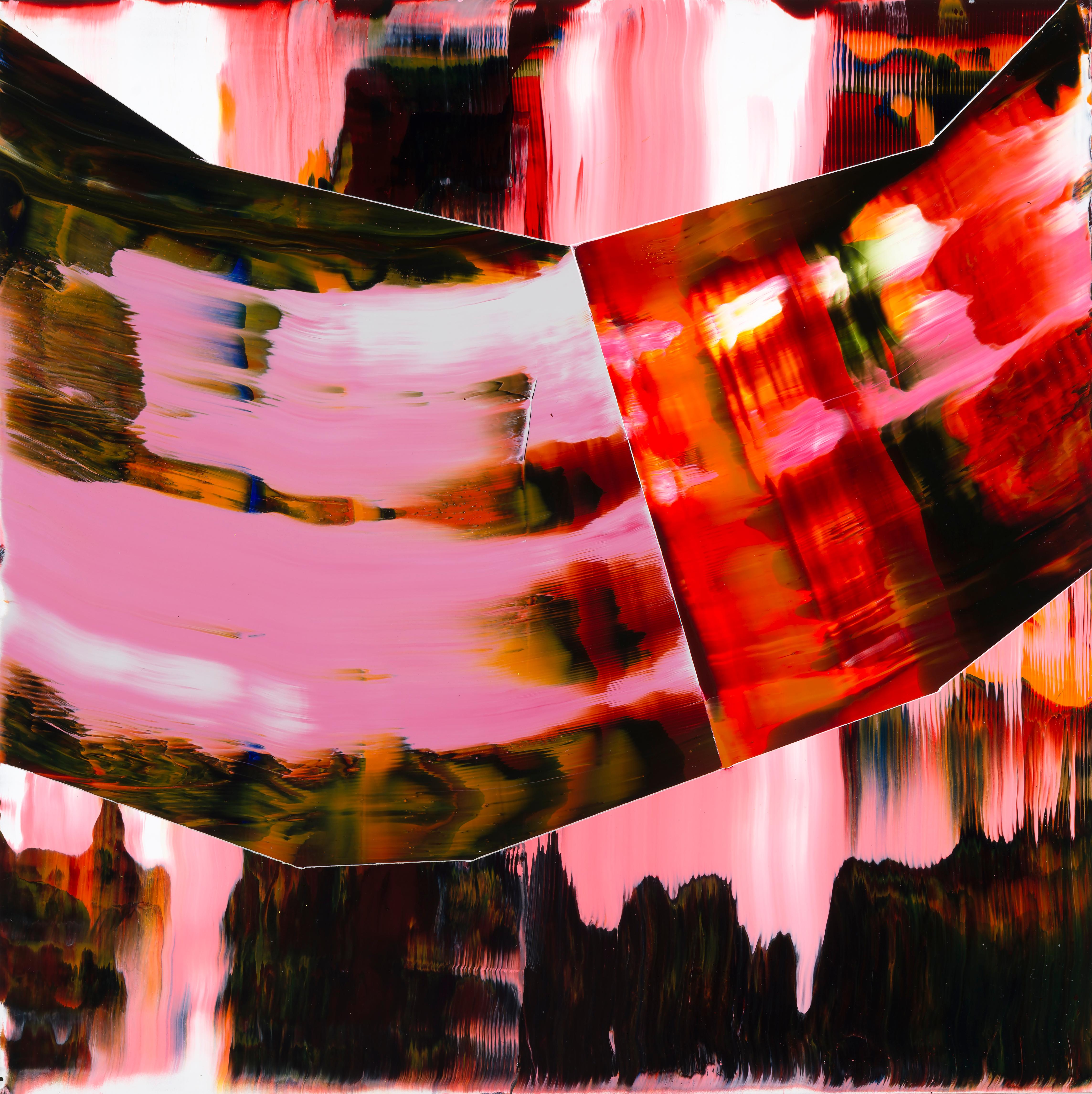 Elyce Abrams Abstract Painting - Holding Hands: abstract gestural expressionist painting w/ reds, pinks, & darks
