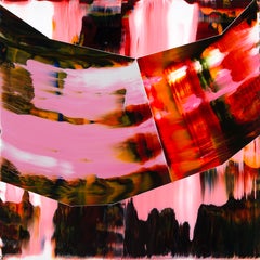 Holding Hands: abstract gestural expressionist painting w/ reds, pinks, & darks