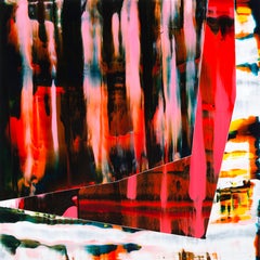 Under: abstract gestural expressionist painting w/ reds, pinks, white & darks