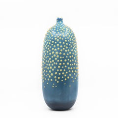 Dubos Vase in Prussian- an ecclectic, colorful tall sculpture by Elyse Graham