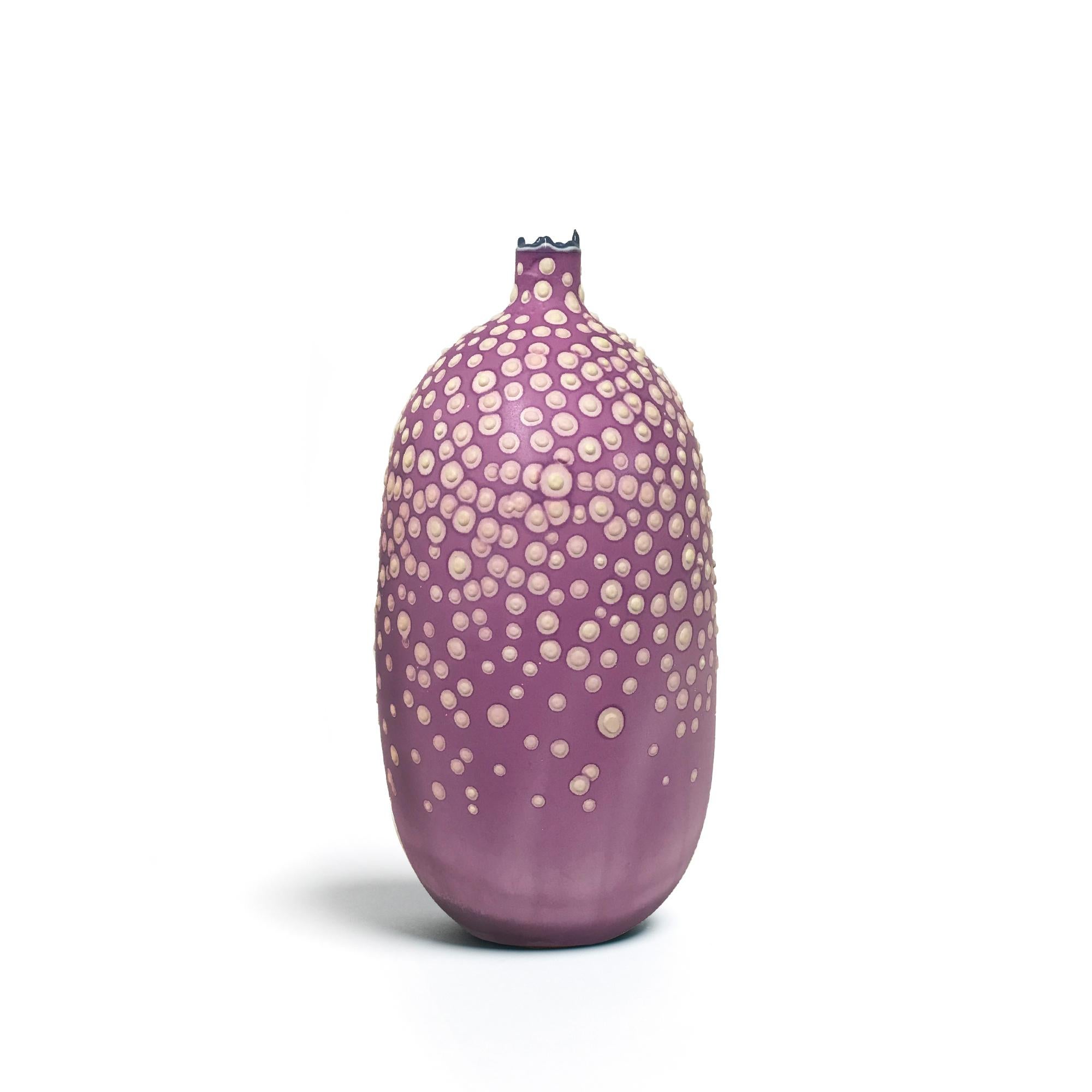 Huxley Vase in Orchid- an ecclectic, tall colorful sculpture by Elyse Graham