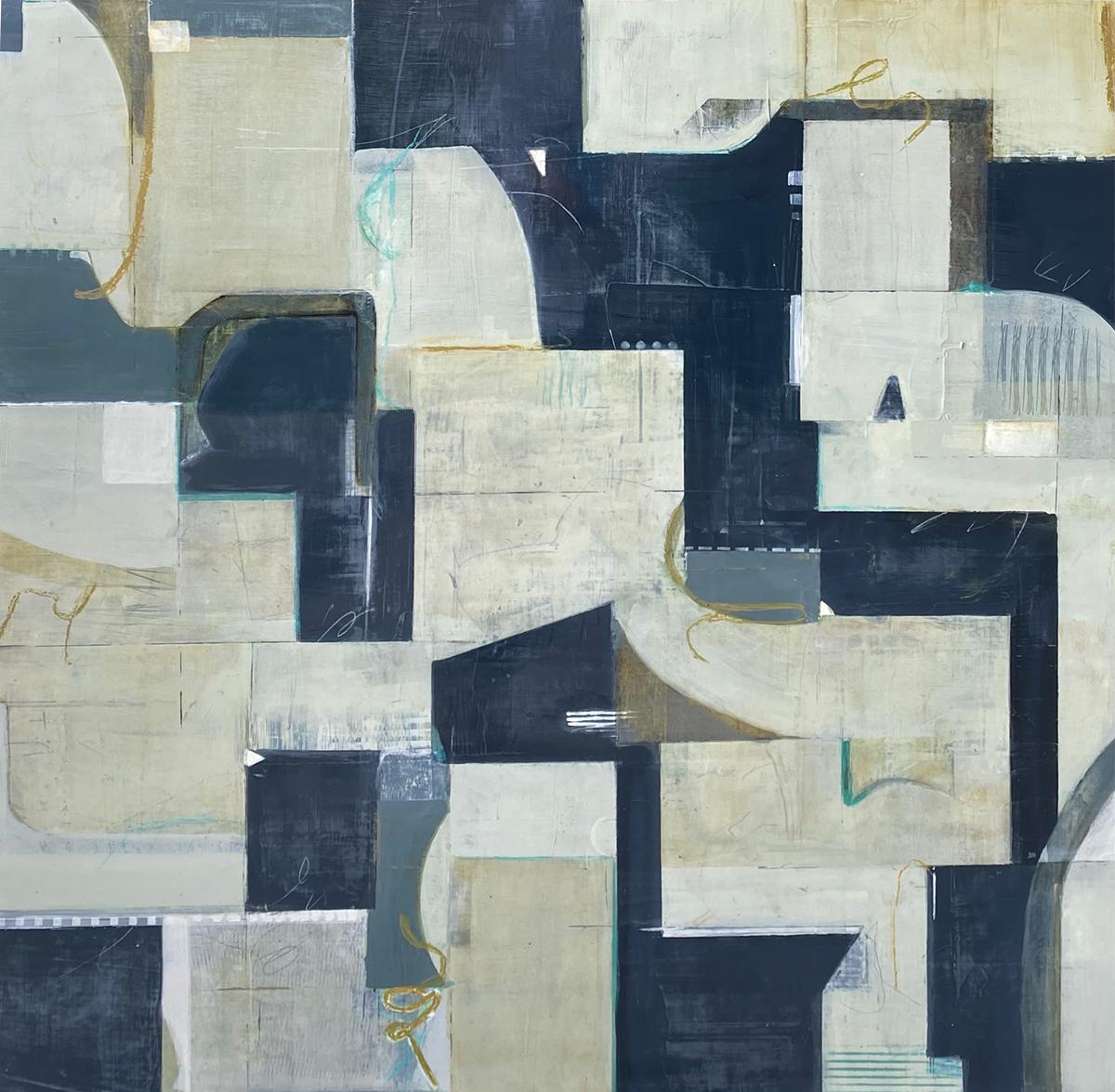 Elyse Katz Abstract Painting – Straßenkarte – Gemälde in Mischtechnik, Geometrische Abstraktion, 2023