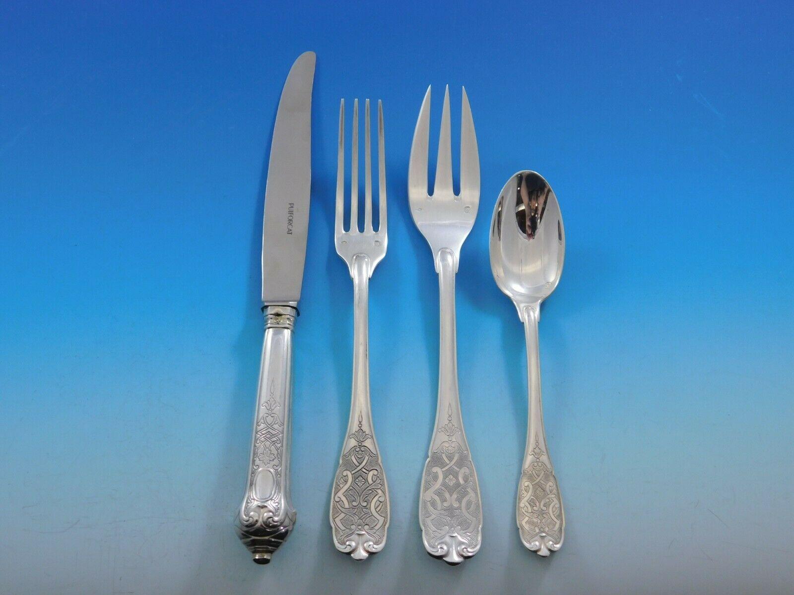 Elysee by Puiforcat French Sterling Silver Flatware Set Dinner Service 136 Piece In Excellent Condition In Big Bend, WI