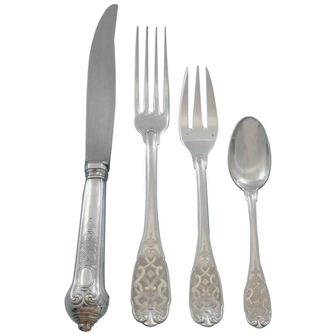 Elysee by Puiforcat Service de couverts en argent sterling français Service de table 16 pièces