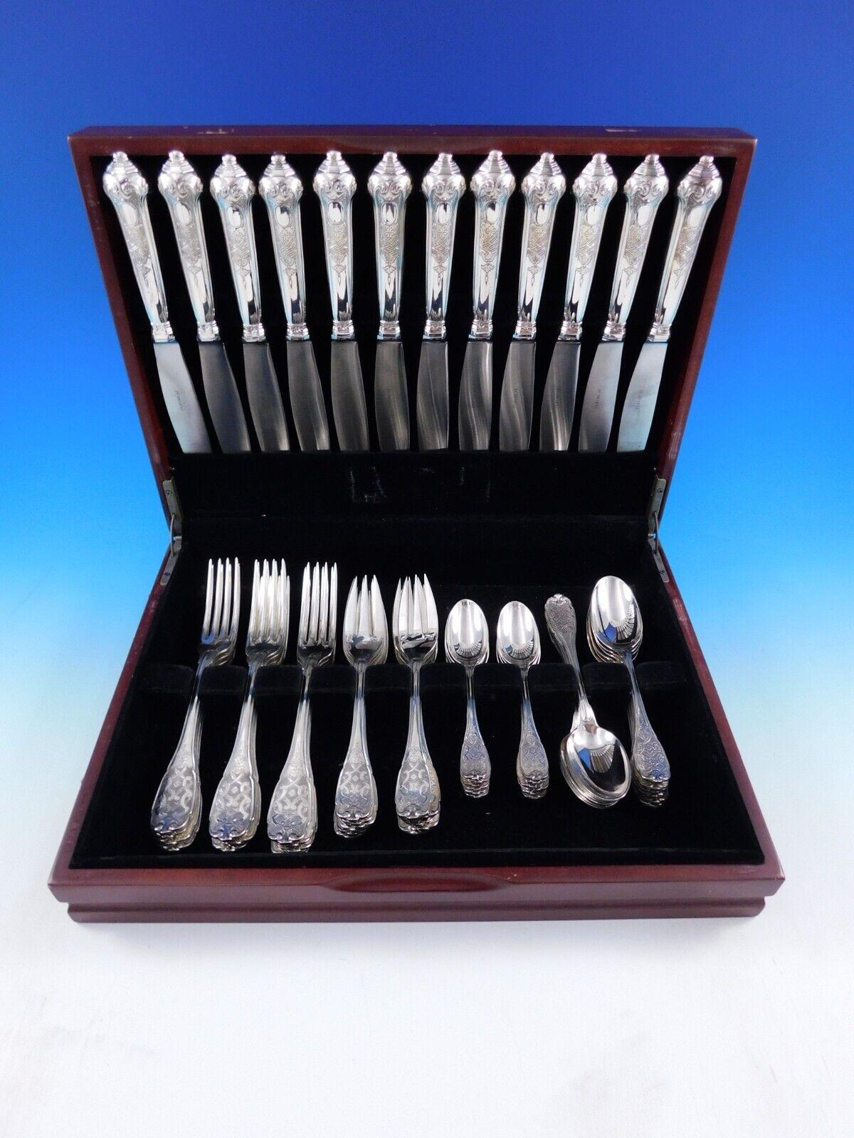 Argent sterling Service d'argenterie sterling français de 60 pièces Elysee par Puiforcat en vente