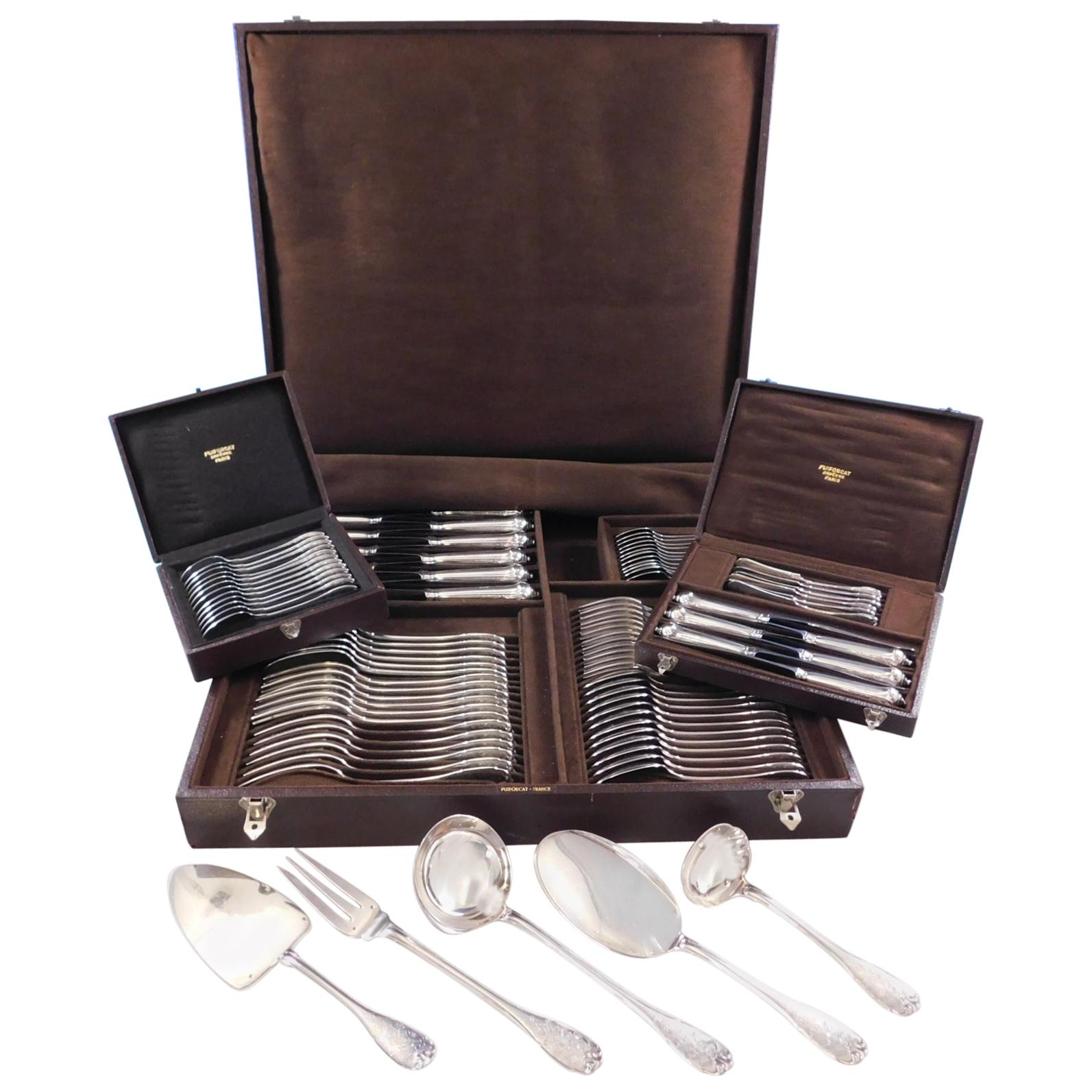 Elysee by Puiforcat French Sterling Silver Silverware Set Dinner Service 95 Pcs