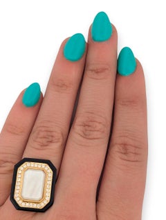 Elysia Statement Ring, 18K Yellow Gold with 2.64ct White Mother of Pearl