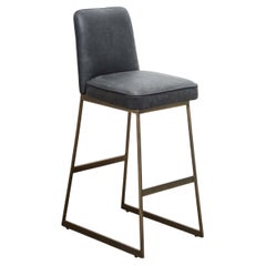 Lawson-Fenning Elysian Barstool, Leather w/ Brass Base, Modern Counterstool