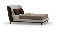 Elysian Bed with Brown Headboard, Mid-Century Modern