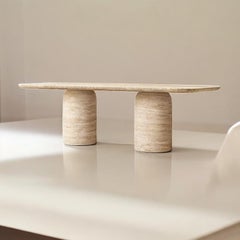 ELYSIAN DINING TABLE - 72" - Travertine Stone, Beige, Rectangular Dining Table