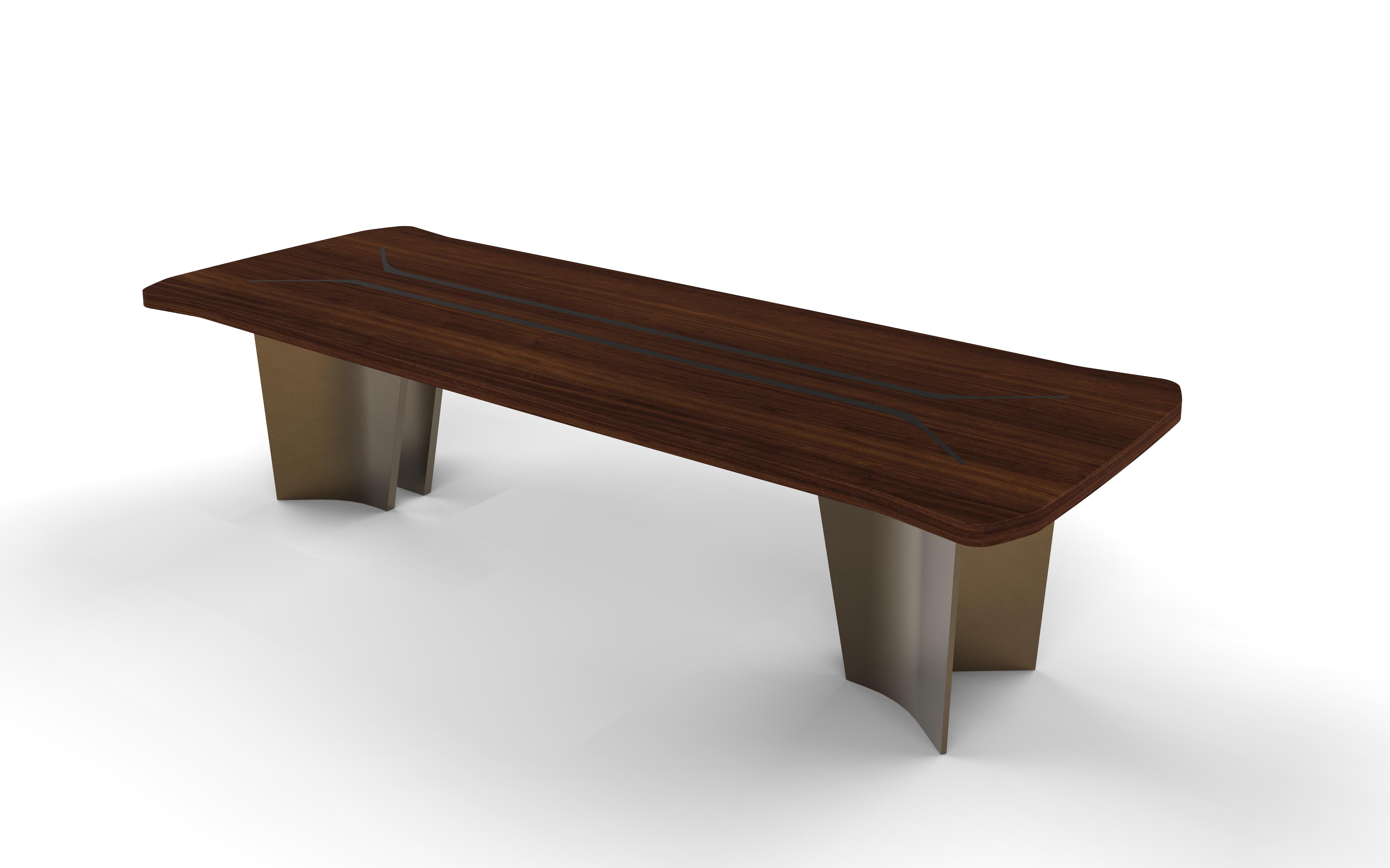 Contemporary Elysian Dining Table Large, Sculptural and Modern in Walnut For Sale