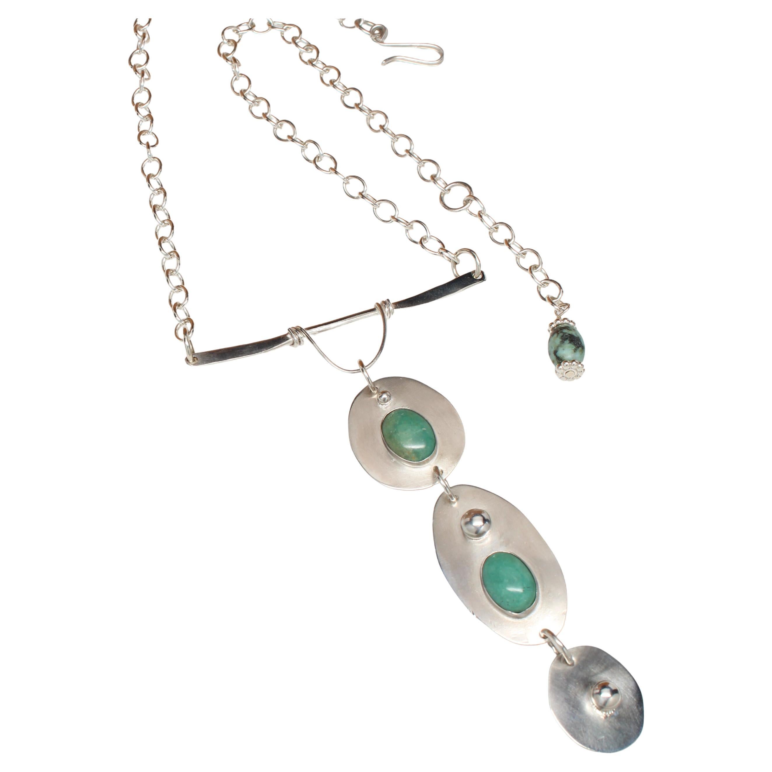 Collana con dichiarazione di Elegance in argento e turchese in vendita