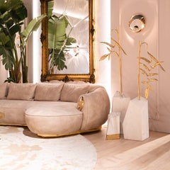 Elysian - Large Brass Sculpture with Biophilic Design and Marble Base
