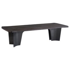 Elysian Modern Dining Table Large in Silver Eucalyptus and Galaxy Lacquer Base