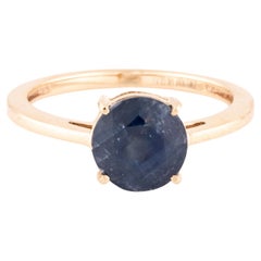 Luxury 14K Sapphire Cocktail Ring 1.92ct - Size 6.75 - Elegant Statement Jewelry