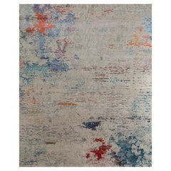 Elysian Waves Antique White & Deep Teal 270x360 cm Tappeto annodato a mano