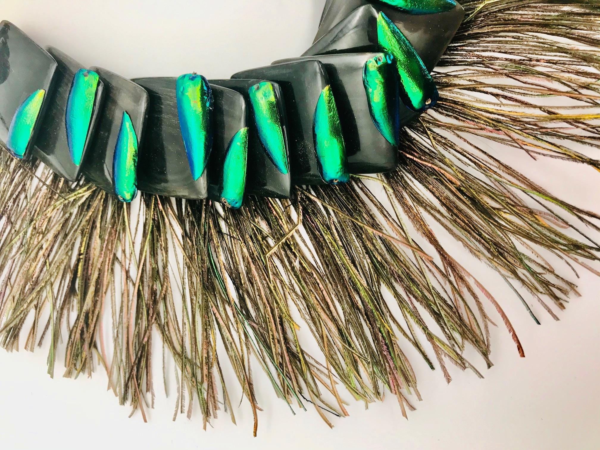 peacock statement necklace