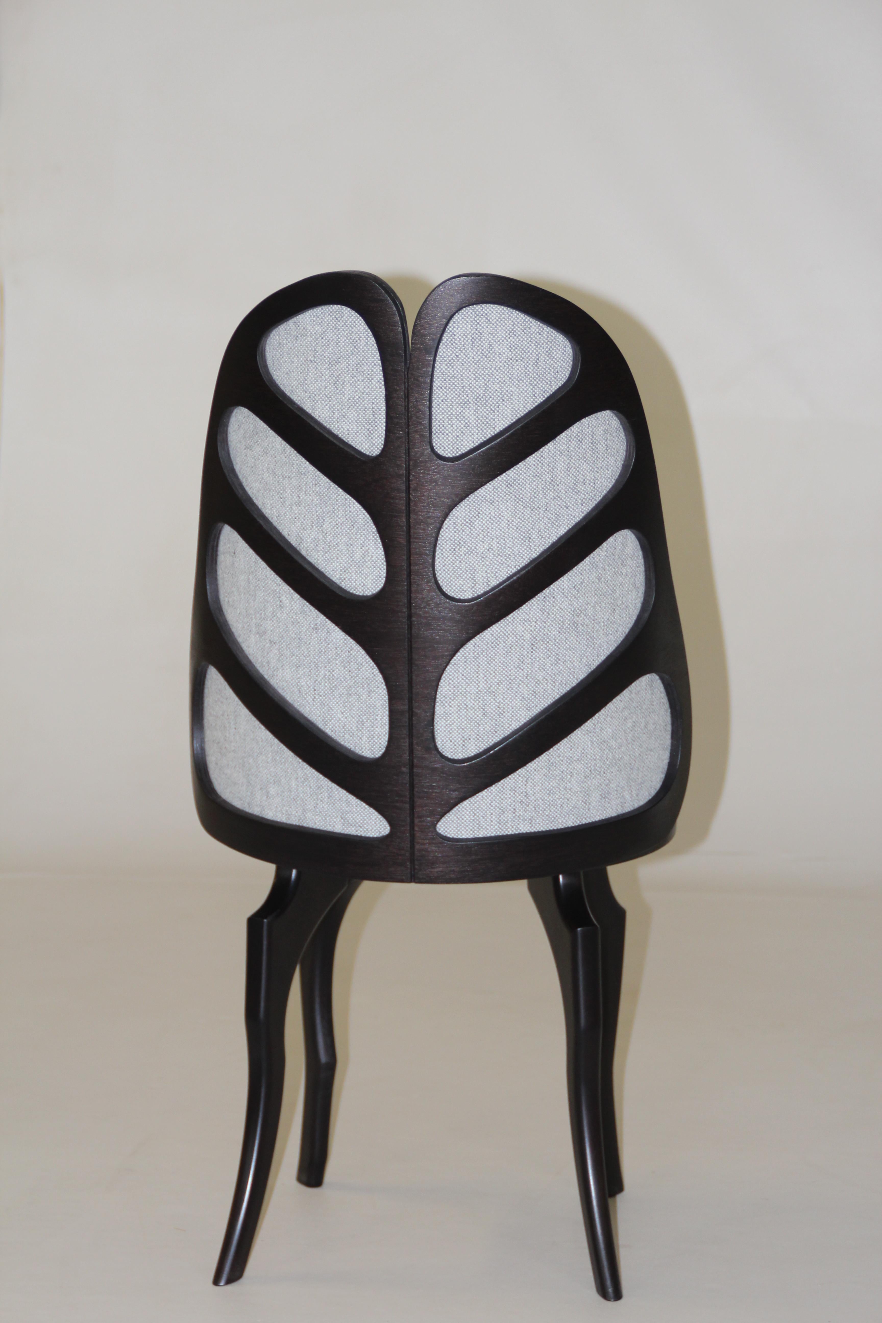 Elytre Chair by Emilie Lemardeley, 2021, Beech Tree and Fabric For Sale 4