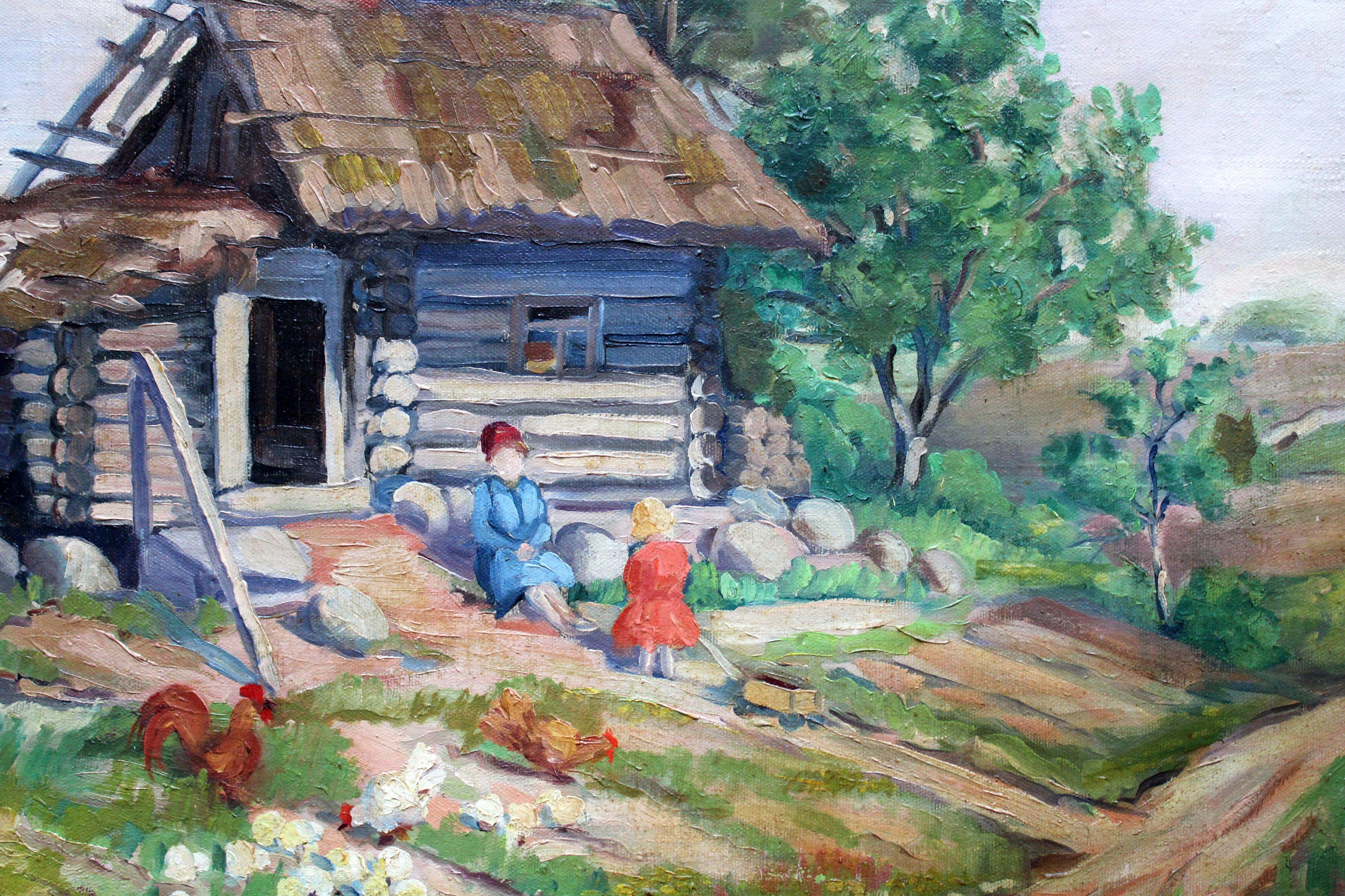 Old bath-house. Oil on canvas, 51, 5 x 64, 7 cm - Realist Painting by Elza Kalnina - Rutina 