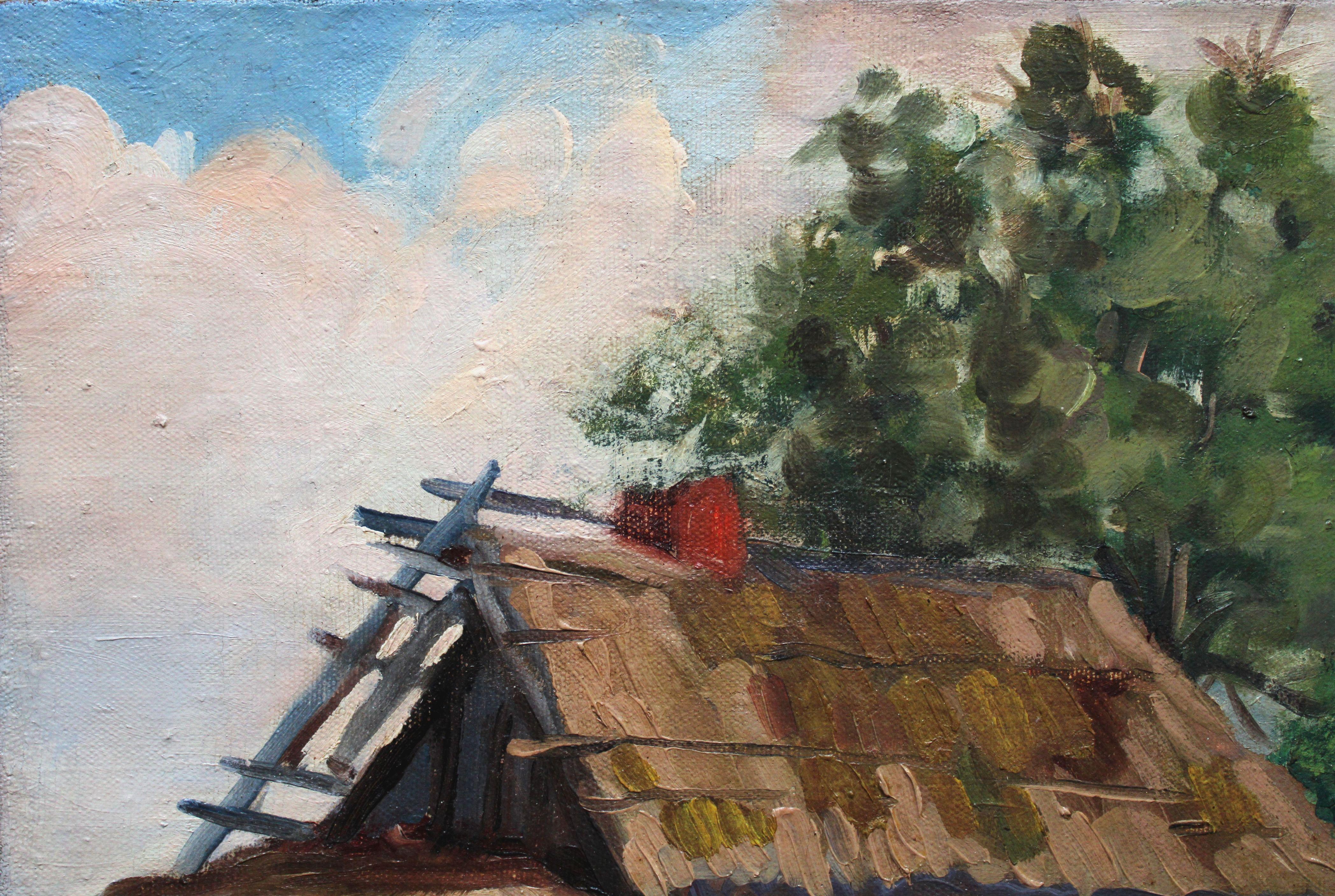 Old bath-house. Oil on canvas, 51, 5 x 64, 7 cm For Sale 2