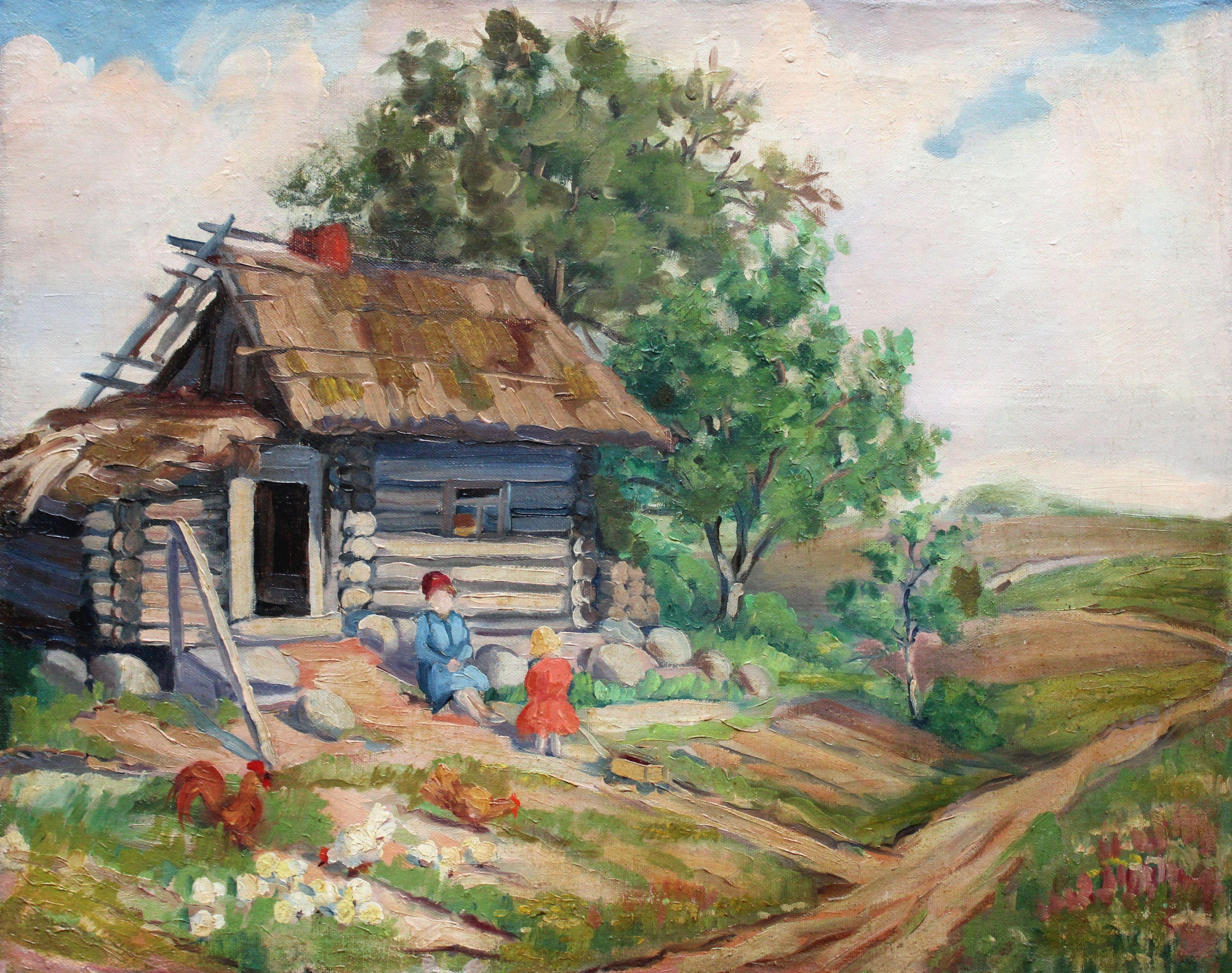 Elza Kalnina - Rutina  Landscape Painting - Old bath-house. Oil on canvas, 51, 5 x 64, 7 cm