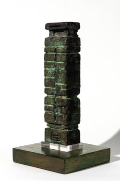 Dynest -  modern, abstract, totemic, bronze sculpture