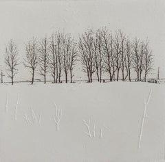 Boscage, Landscape figurative print, Miniature, Trees, Polish artist