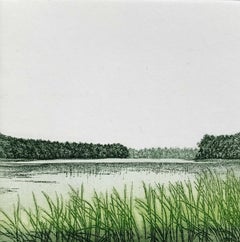 Lasko. Gravure figurative de paysage, Miniature, Arbres, Artiste polonais